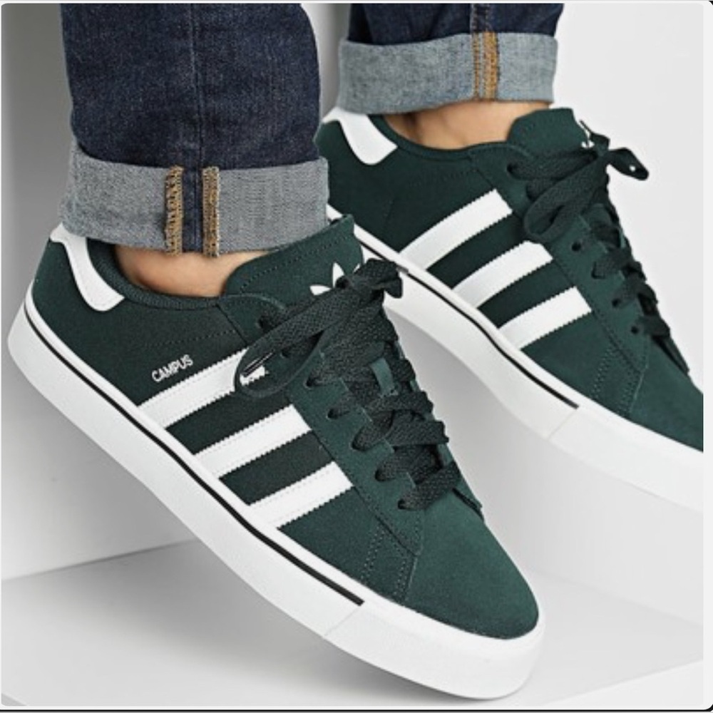 Adidas Campus Vulc Green Night Cloud White Lace up Sneakers Unisex NIB M8 W9